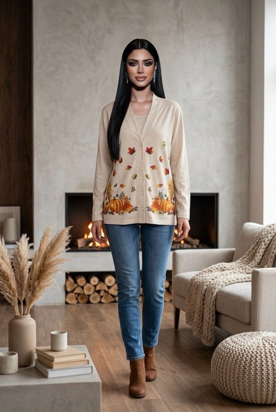 Blair Women’s Fall Cardigan Shell Two Pieces Set Autumn Thanksgiving Size L